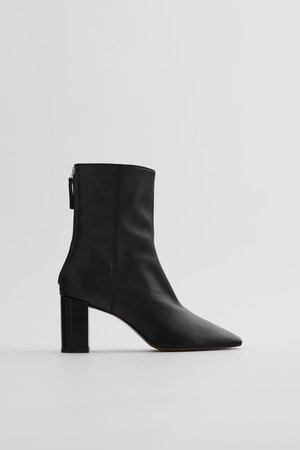 BACK ZIP LEATHER HEELED ANKLE BOOTS | ZARA United States