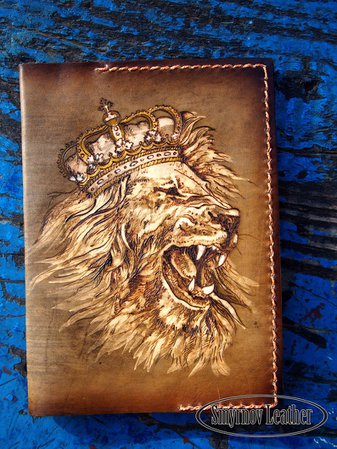 Leather cover for passport with lion lion passport cover | Etsy
