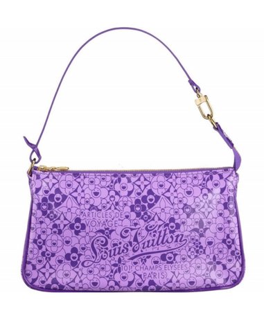 Louis Vuitton: Takashi Murakami Limited Edition Violet Cosmic Blossom Pochette Hand Bag (2010)