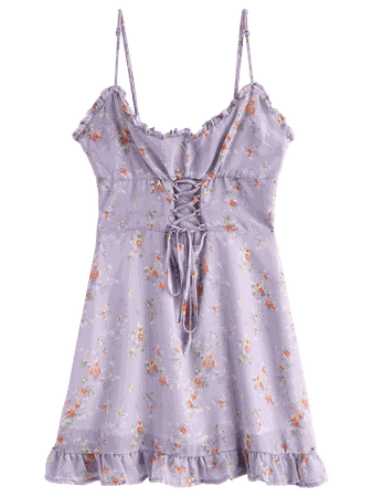 Lace-up Ruffles Floral Sundress
