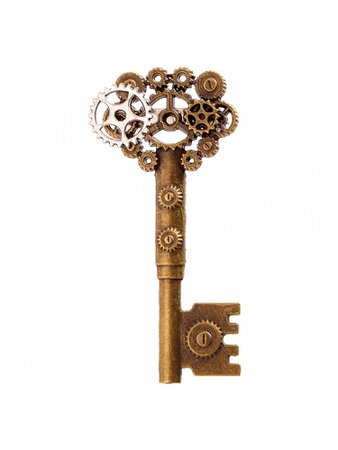 Steampunk Vintage Key Gear Brooch