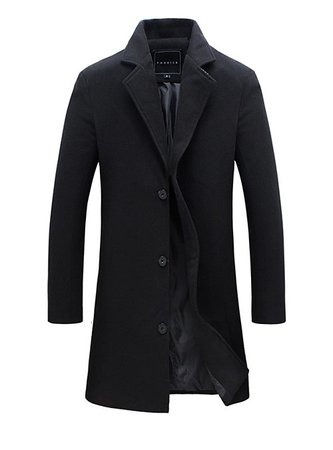 Men's Work Fall / Winter Plus Size Long Trench Coat, Solid Colored Fantastic Beasts Turndown Long Sleeve Cotton / Polyester Black / Wine / Blushing Pink 2020 - £ 39.09