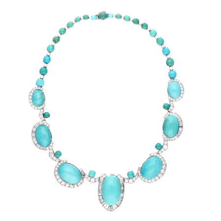 Vintage Platinum, Turquoise And Diamond Necklace Available For Immediate Sale At Sotheby’s