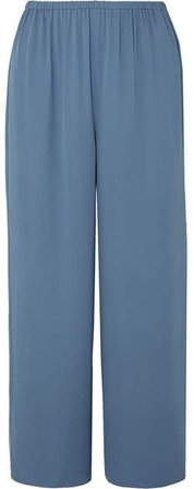 Cropped Silk-crepe Straight-leg Pants - Blue
