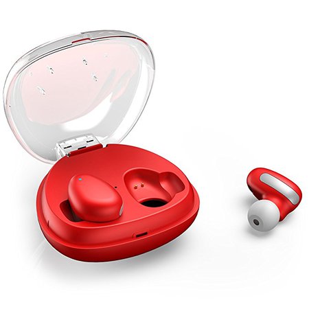 True Wireless Earbuds,Sanag Wireless Earphones With Charging Box Truly Stereo bluetooth earbuds With Mic,Touch Control,Sweatproof,For Iphone or Android (red)