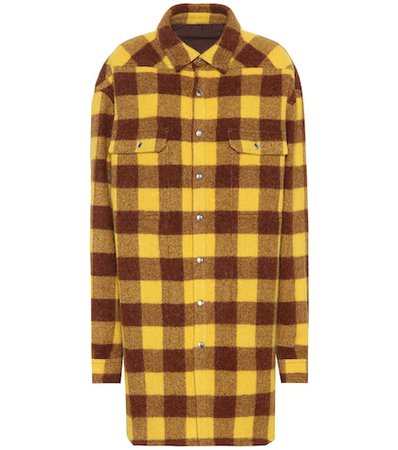 Checked alpaca and wool coat