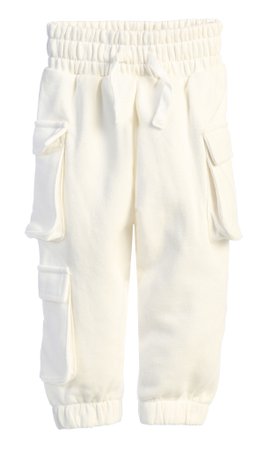 JLUXKIDS WHITE CARGO JOGGERS