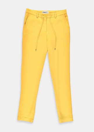 Yellow striped tapered pants