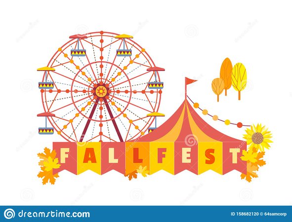 Hand Drawn Fall Festival Flat Color Vector Poster Stock Vector - Illustration of fairground, hello: 158682120