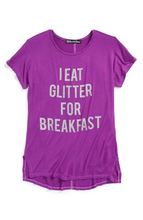 Recycled Karma 'I Eat Glitter for Breakfast' Tee (Big Girls) | Nordstrom