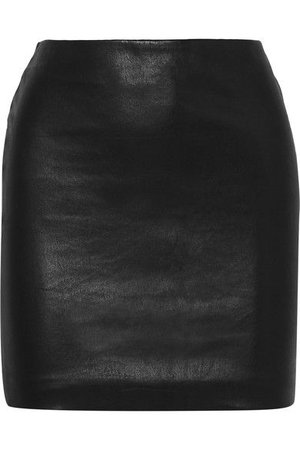 Black leather miniskirt