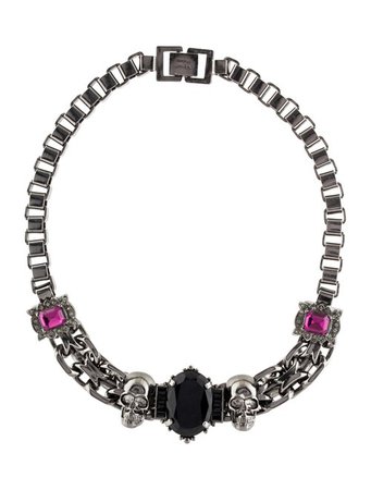 Mawi Onyx & Crystal Skull Collar Necklace - Necklaces - WWM20327 | The RealReal
