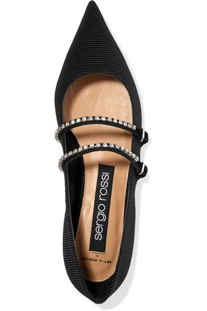 Sergio Rossi | Crystal-embellished faille point-toe flats | NET-A-PORTER.COM