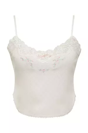 x GUIZIO Melody Embroidered Lace Cami - White