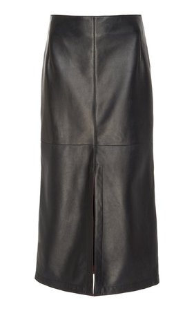 Box-Pleated Nappa Leather Midi Skirt by Victoria Beckham | Moda Operandi
