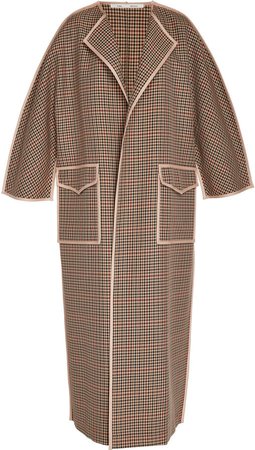 Oversized Houndstooth Wool-Blend Cape Size: S/M