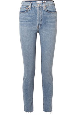 RE/DONE Originals High-Rise Ankle Crop frayed skinny jeans