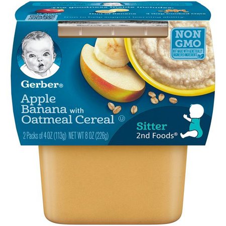 Gerber 2nd Foods Apple Banana With Oatmeal Cereal Baby Food Tubs - 2ct/4oz Each : Target