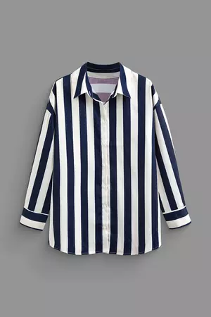 Linen-blend Stripe Button Up Long Sleeve Shirt – Micas