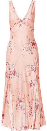 Kendall Ruffled Floral-print Silk-satin Maxi Dress - Pink