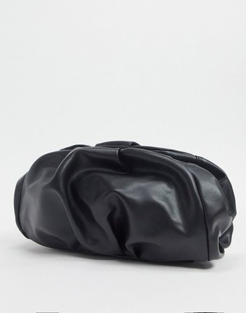 ASOS DESIGN oversized ruched clutch bag in black | ASOS