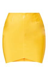 Yellow Vinyl Asymmetric Hem Mini Skirt. Skirts | PrettyLittleThing USA