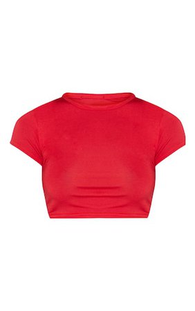Basic Red Short Sleeve Crop T Shirt | PrettyLittleThing USA