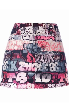 graphic graffitti mini skirt pink
