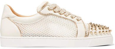 Ac Vieira Spike Leather And Mesh Sneakers - White