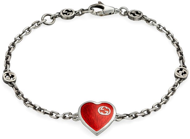 Extra Small Interlocking-G Red Heart Bracelet