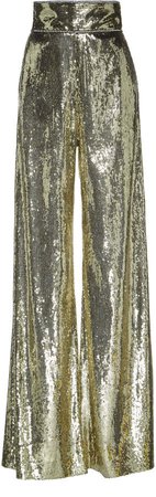 Sequined Tulle Wide-Leg Pants