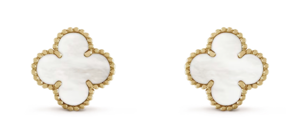 Van Cleef Vintage Alhambra earrings  18K yellow gold, Mother-of-pearl