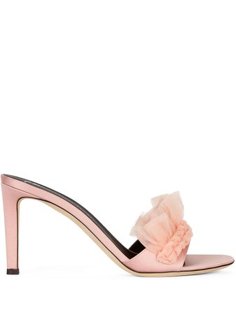 Giuseppe Zanotti tulle applique sandals pink E100036010 - Farfetch