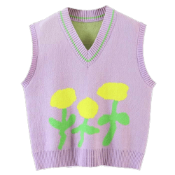 cias pngs // purple sweater vest with yellow flowers