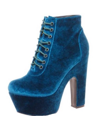 blue velvet boot heels