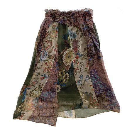 vintage patchwork asymmetrical floral skirt