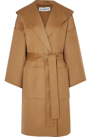 Loewe | Hooded belted wool and cashmere-blend coat | NET-A-PORTER.COM