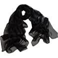 Fashionable Solid Color Chiffon Scarf - Black at Amazon Women’s Clothing store