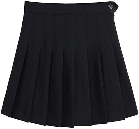 LINGS Women Girls Short High Waist Pleated Skater Tennis School Skirt (6/8, Black): Amazon.co.uk: Clothing