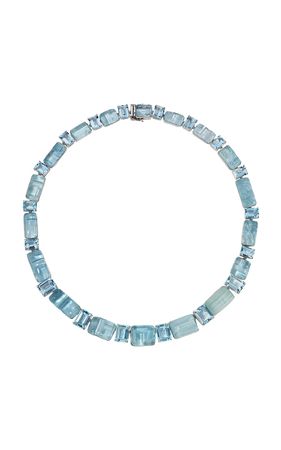 18k White Gold Sculpted Aquamarine Necklace By Sauer | Moda Operandi