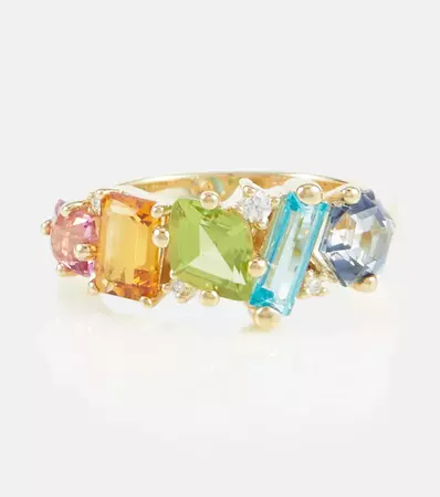 Nadima Glimmer 14 Kt Gold Ring With Topaz Citrine And Diamonds in Multicoloured - Suzanne Kalan | Mytheresa