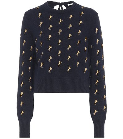 Chloé - Embroidered wool sweater | Mytheresa