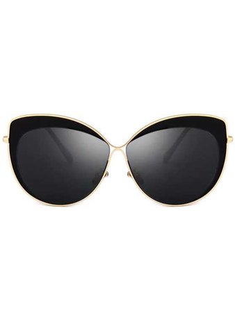 Anti UV Metal Frame Cat Eye Sun Shades Sunglasses DOUBLE BLACK: Sunglasses | ZAFUL