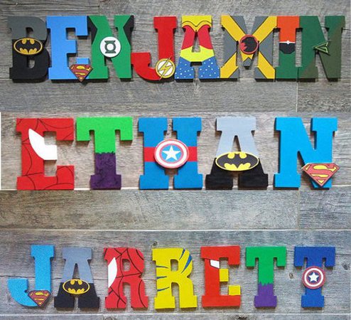 Hand painted superhero letters for kids room nursery decor | Etsy