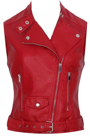 Red Leather Vest Jacket