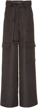 Striped Wool-Blend Cargo Pants Size: 0