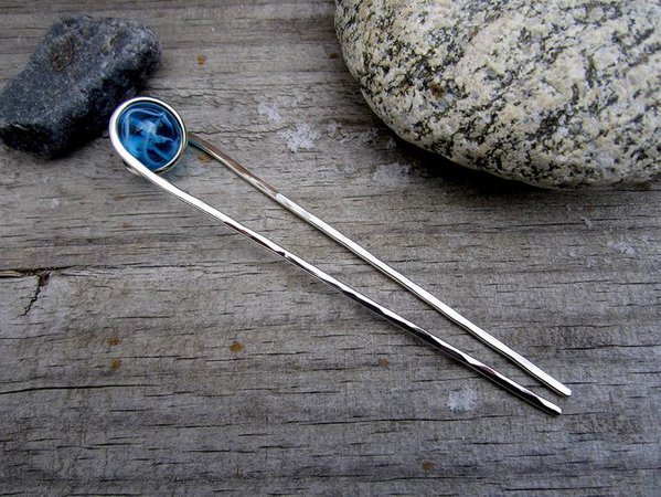 Blue Ice Nickel Silver Hair Fork | Etsy