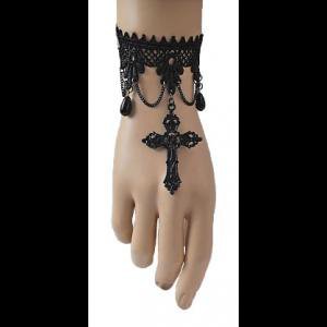 Elegant Gothic Lace Cross Bracelet/Cuff