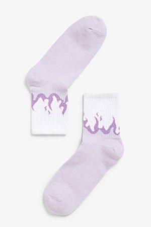 Sporty sock - Purple flames - Socks & Tights - Monki WW