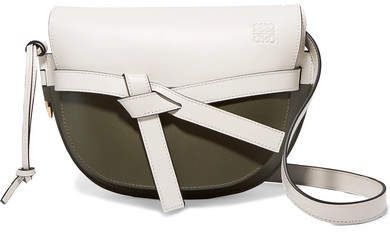 Gate Small Two-tone Leather Shoulder Bag - White
